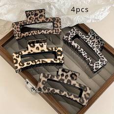 Hair Clips on sale Temu Leopard Print Hair Claw Clips Set of 4