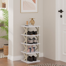 Ebern Designs White Hallway Furniture & Accessories Ebern Designs Small Foldable K-Shaped Shoe Rack