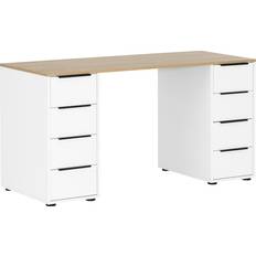 Schubladen Schreibtische Schildmeyer Elma Light Oak/ Matt White Writing Desk 55.5x140cm