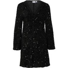 Vila Dame Kjoler Vila Vibarina Glitter Dress - Black Detail