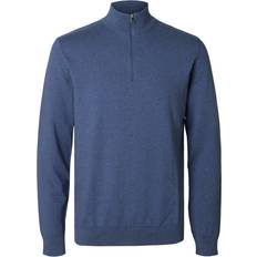 Selected Unisex Kläder Selected Halvlångt Blixtlås Stickad Tröja - Blå