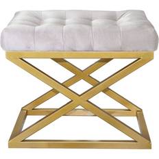 Polyester - Vita Sittpuffar Gillie 40 cm Guld Vit Sittpuff