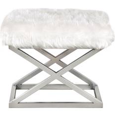 Metall Sittpuffar Gillie 40 cm Silver/Vit Sittpuff