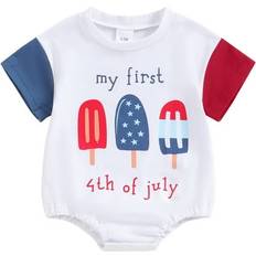 Bodysuits Musos Baby 4th of July Romper Short Sleeve - Ice Cream Print