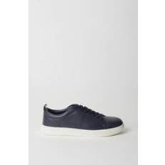Smart Faux Leather Trainers - Navy