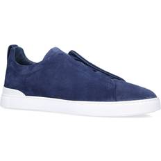 Zegna Men Shoes Zegna Suede Triple Stitch Sneakers - Blue