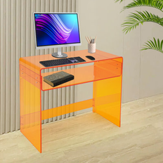 Orange Writing Desks Ivy Bronx Modern Minimalist Acrylic Orange Writing Desk