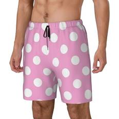 White - Women Swimming Trunks Haiem Polka Dot Swim Trunks - Pink/White