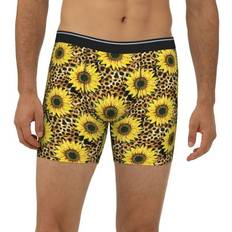 Yellow Men's Underwear Crywaltre Mens Boxer Briefs - Sunflowers Leopard Yellow