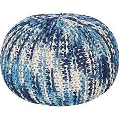 Algodón Reposapiés Beliani Pouf Hocker 50 cm Weiß Blau Ombre Fußhocker