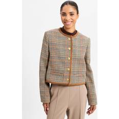 Tommy Hilfiger Dame Blazere Tommy Hilfiger Boxy Tweed Blazer With Wool - Brown/Beige Check