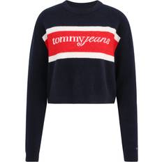 Herre - Rød - Striktrøjer Sweatere Tommy Jeans Colour-Blocked Jumper With Wool - Dark Night Navy