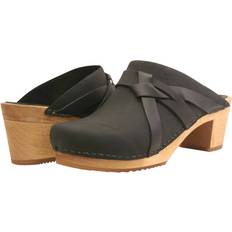 Leder Holzschuhe Sanita Wood-Manuella Square Open Clog - Black