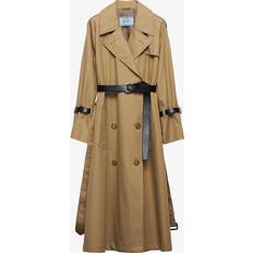 Prada Women Coats Prada Double-breasted Cotton Trench Coat - Neutral