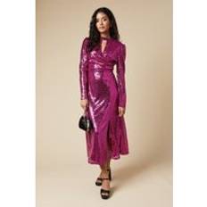 Dorothy Perkins Petite Pink Sequin Keyhole Midi Dress - Pink