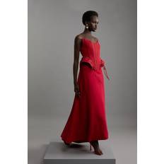 Midi Skirts - Red Karen Millen Tailored Maxi Waterfall Skirt - Red