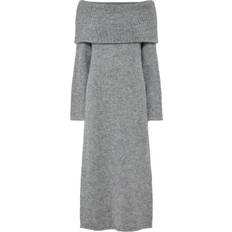 Strikkede kjoler Pieces Pcpam LS OFF Shoulder Knit Dress - Grå