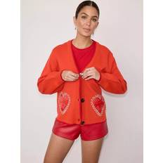 Red Cardigans Never Fully Dressed Heart Cardigan - Red