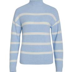 Vila Jumpers Vila Viril Mock Neck Pullover - Kentucky Blue/White Alyssum