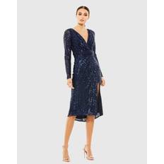 Sequins Clothing Mac Duggal Ieena Long Sleeve Sequined Midi Dress - Black