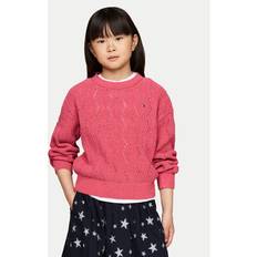 Pulls en Tricot Chenille Pullover mit Rundhalsausschnitt - Pink