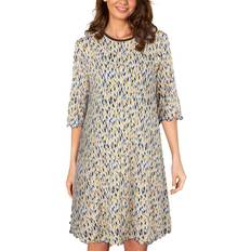 M Nattlinnen Lady Avenue Three Quarter Sleeve Nightdress - Blue/Yellow