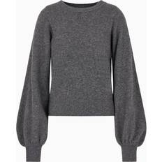 Emporio Armani Dame Sweatere Emporio Armani Luksuriøs Uld Ribstrikket Sweater Med Rund Hals - Grå