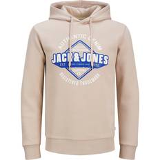 Jack & Jones 2-Hals Sweatshirt Met Capuchon Logo Beige