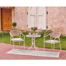 Outdoor Essentials Lillian Neutral and White Bistro Set, 1 Table incl. 2 Chairs