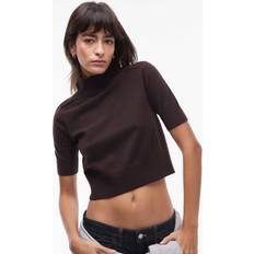 Brown - Knitted Sweaters Jumpers Mango Short Sleeve Jumper - Brown