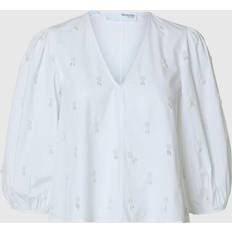 Selected Blusar Selected Pärldetalj Blus Med 3/4 Ärmar - Vit