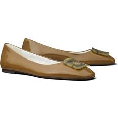Brown - Leather Ballerinas Tory Burch Georgia Slip On Embellished Ballet Flats