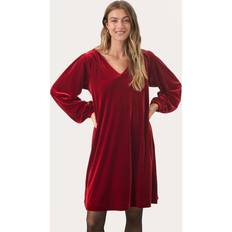 Långa klänningar - Röda Part Two Madi Velvet V-Neck Dress - Red