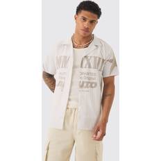 Beige - Leinenhemden Mens Oversized Boxy Revere Shirt - Cream