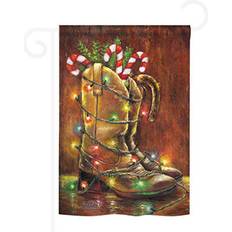 Multicolored Flags Breeze Decor Christmas Xmas Boots 2-Sided Garden Flag 18.5 H x 13.0 W