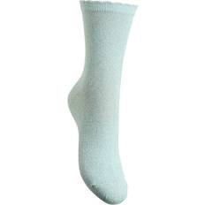 Pieces Dam Strumpor Pieces Pcsebby Glitter Long Socks - Dusty Aqua/Toned Lurex