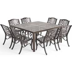 9 Piece Aluminum Square Patio Dining Set