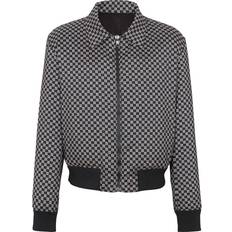 Balmain Men Jackets Balmain Monogram Pattern Bomber Jacket - Black