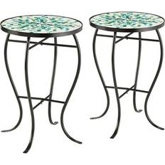 Modern Black Round Accent Tables 14 Wide Set of 2 Outdoor Side Table