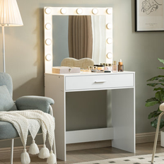 Ebern Designs White Dressing Tables Ebern Designs Makeup Vanity Desk 53 x 28 x 15.7 in Dressing Table