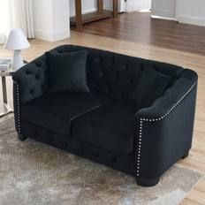 Black - Chesterfield Sofas Astoria Grand 59-Inch Modern Sofa 3 Seater