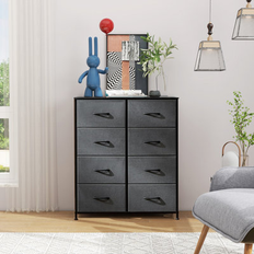 Ebern Designs Wood Chest of Drawers Ebern Designs Tall Dresser with 8 Drawers Gray Chest of Drawer