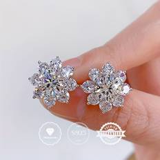 Temu Moissanite Halo Earrings - 18k Gold-plated