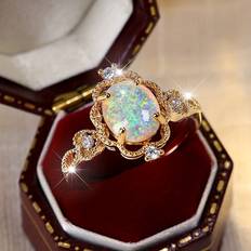 Temu Royal Style Promise Ring - Opal