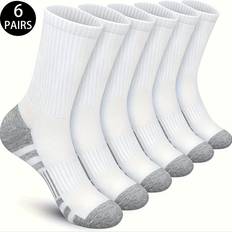 Temu Polyester Fabric Crew Socks Set - Solid Color Stripe