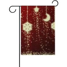 GZHJMY Gloden Star Moon Ball Background Flag 12 x 18 Inch