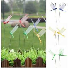 PVC Garden Ornaments Linashi 10 Pcs Artificial Dragonfly Garden Decorations