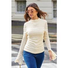 High Collar Blouses Turtleneck Long Sleeve Shirt - Apricot