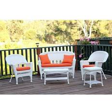 Orange Outdoor Lounge Sets Jeco 5 Piece White Wicker Conversation Outdoor Lounge Set