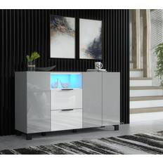 Furneo Enzo 16 Blue LED Lights Cabinet Cupboard Unit Sideboard